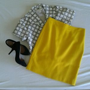J. Crew yellow wool pencil skirt
